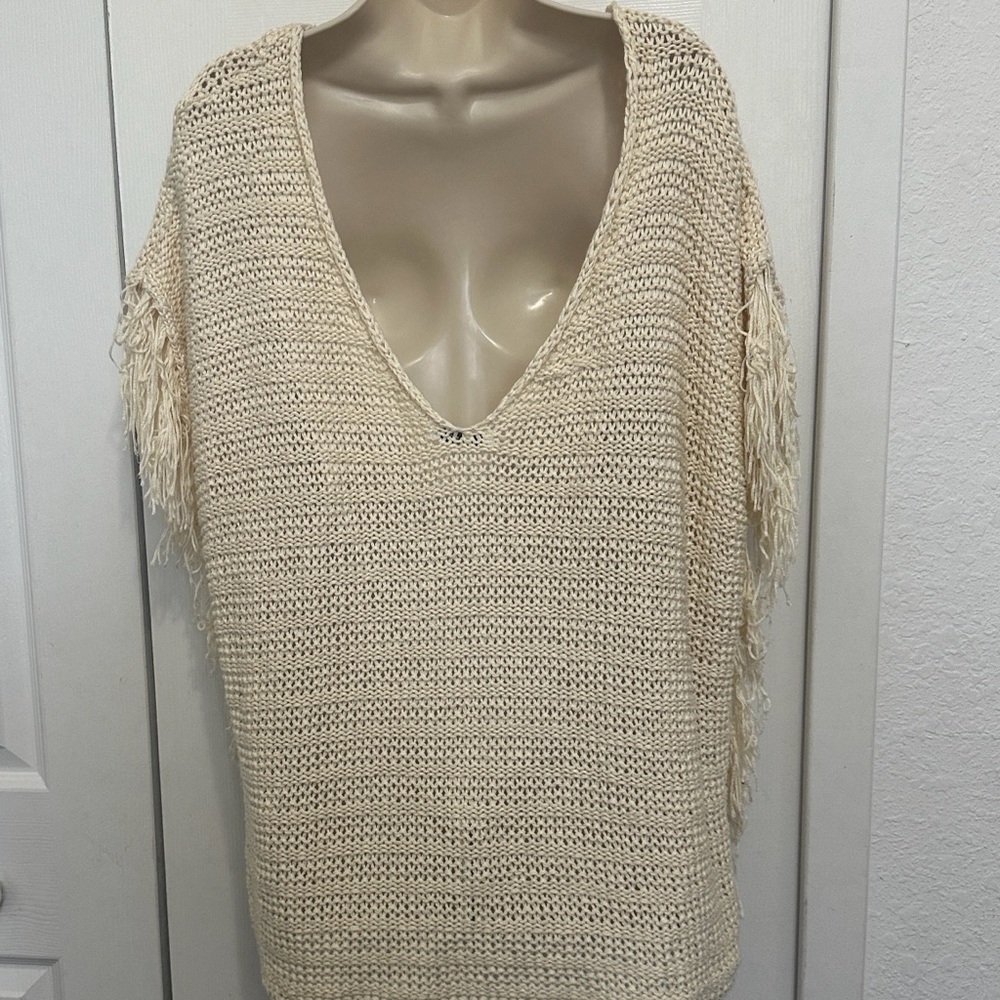 Zara Beige Knit Women's Poncho - Picture 4 of 4